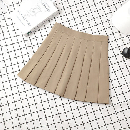 Brown Skirt Ladies 2022 Summer Clothes Women's High Waist Harajuku Korean Style Black Mini Pleated Skirt For School Girl Uniform Khaki