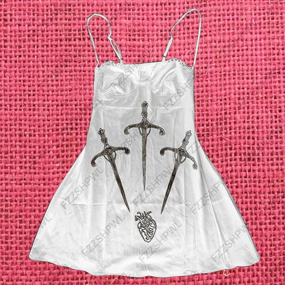 Y2K Dress Frock Hip Hop Grunge Goth Streetwear High street Pleated skirt Kawaii Unique Summer Cool Chic Dark style Jersey dress Bai 1