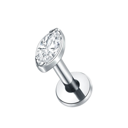 1PC Titanium Zircon Star Flower Labret Piercing for Women Cartilage Tragus Daith Helix Stud Earring Body Jewelry TC040-1 1.2x8mm