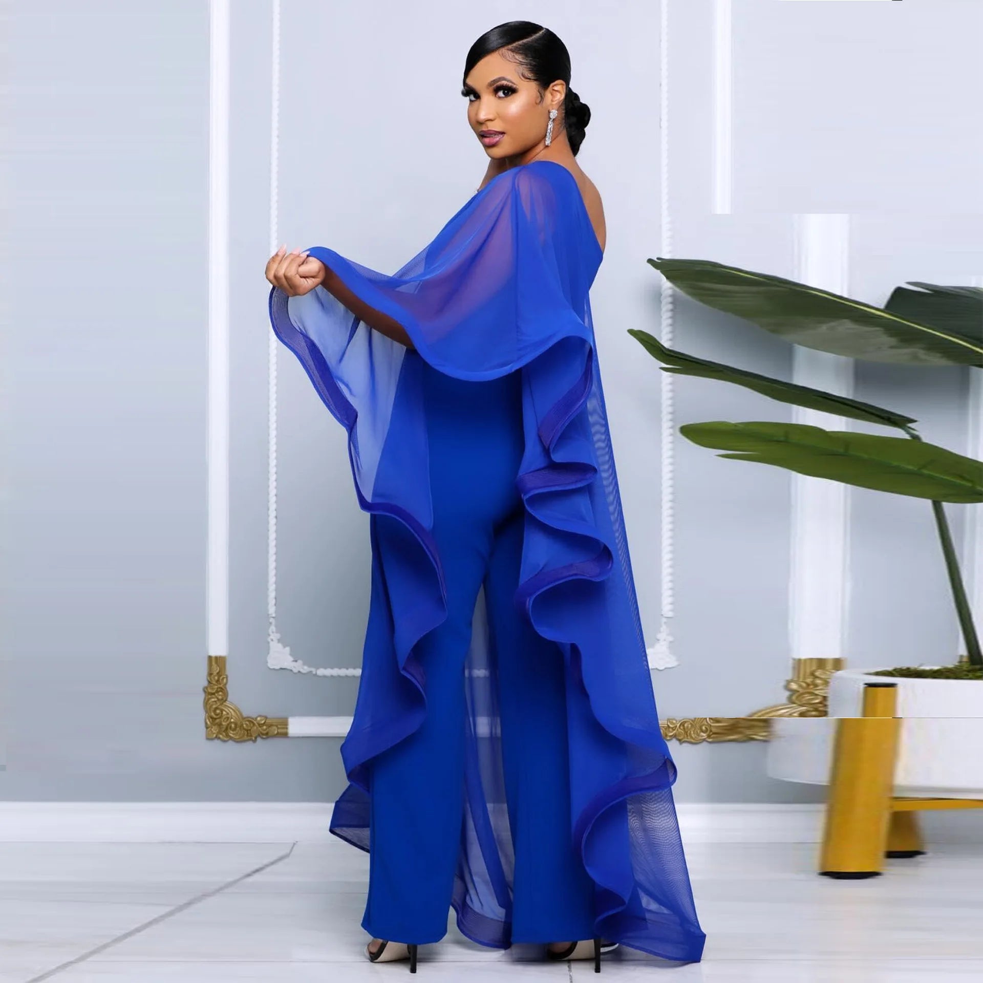 Women One Shoulder Jumpsuit Ruffle Long Sleeve Elegant Solid Aysmmetric Fashion Autumn Rompers Casual Party Club Jumpsuits 2024 Badiee Stylez