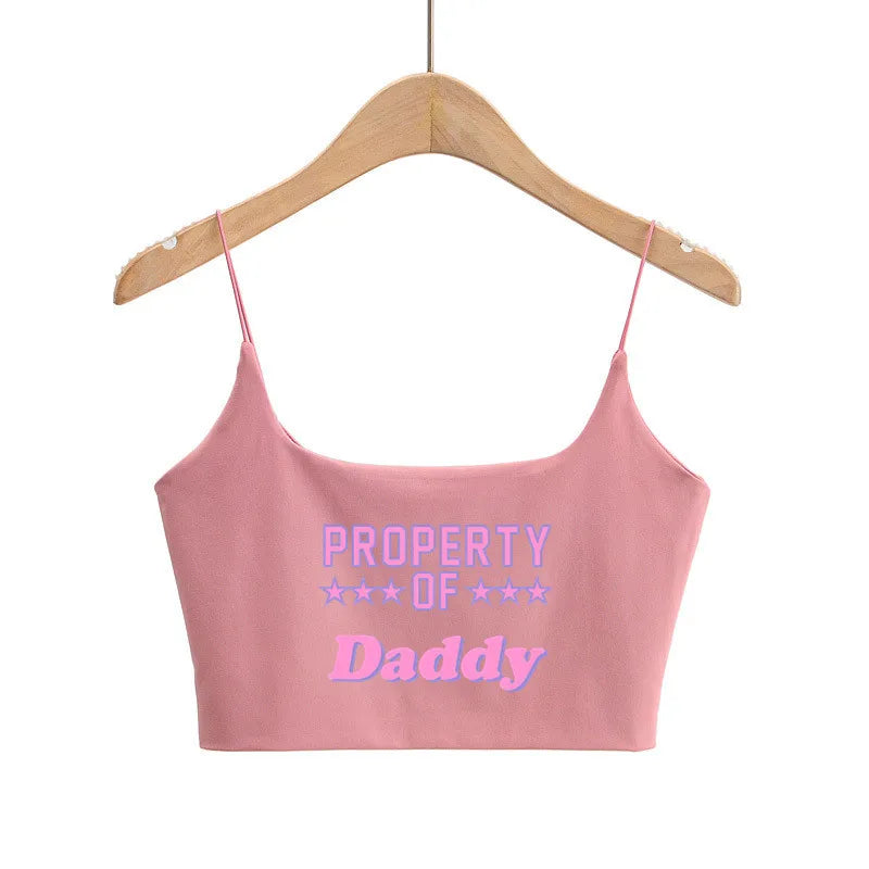 DADDY'S GIRL Pink Letters Hot Tops for Women Sexy Tank Top Women's Outerwear Cute Tops New Fashion Female Clothes Women Clothing Light Pink