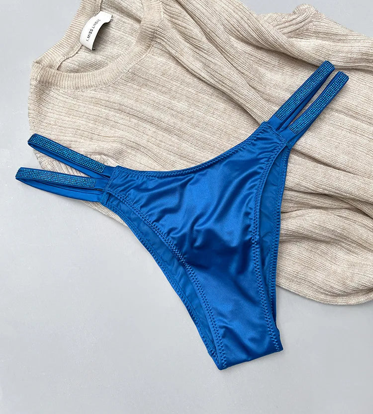 Sexy Panties Women Thongs Rhinestones Diamonds G-string Sports Thong Low Waist Shorts Briefs T-back Fitness S-XL