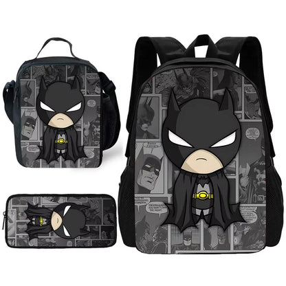 Child Superhero Batmans School Backpack with Lunch Bags ,Pencil Bags ,School Bags for Boys Girls Best Gift XHOO1-TZ-049-A7