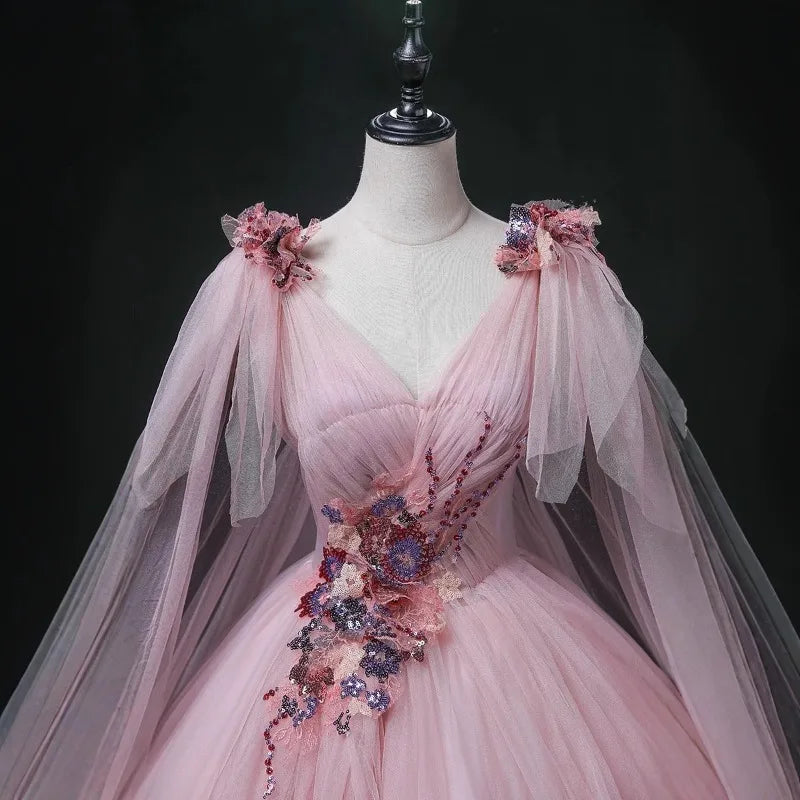 2025 New Women's Bean Paste Powder Mesh Long Evening Dress Fashion Glitter Bead Stickers Look Thin V-neck Back Strap Dress Badiee Stylez