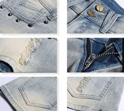 Blue Retro Female Short Jeans Pants Fashion 2025 New In Clothing Hot Casual Trend 2000s Clothes Y2k Flowy Women's Denim Shorts