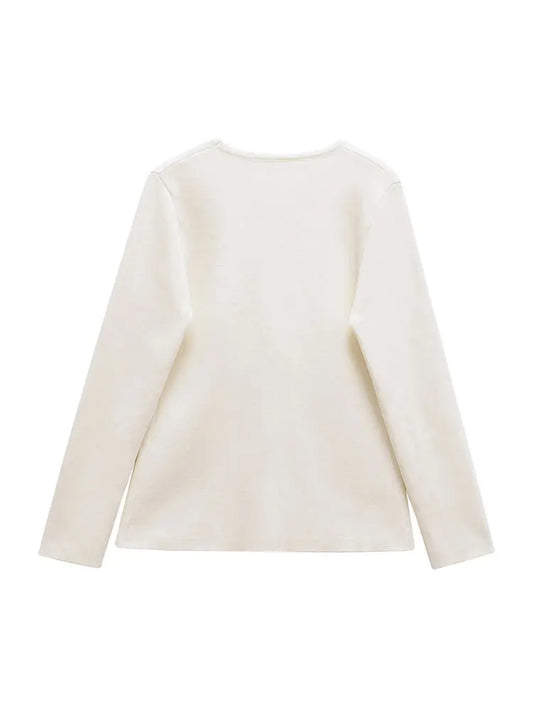 TRZA Women Fashion With Gold Button Knit Cardigan Sweater V Neck Long Sleeve Female Outerwear Chic Tops