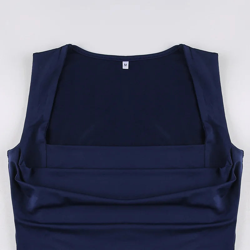 Folds Tanks for Women Solid Elegant Slim Sexy Harajuku Minimalist High Street Y2k Clothes Crop Tops Design