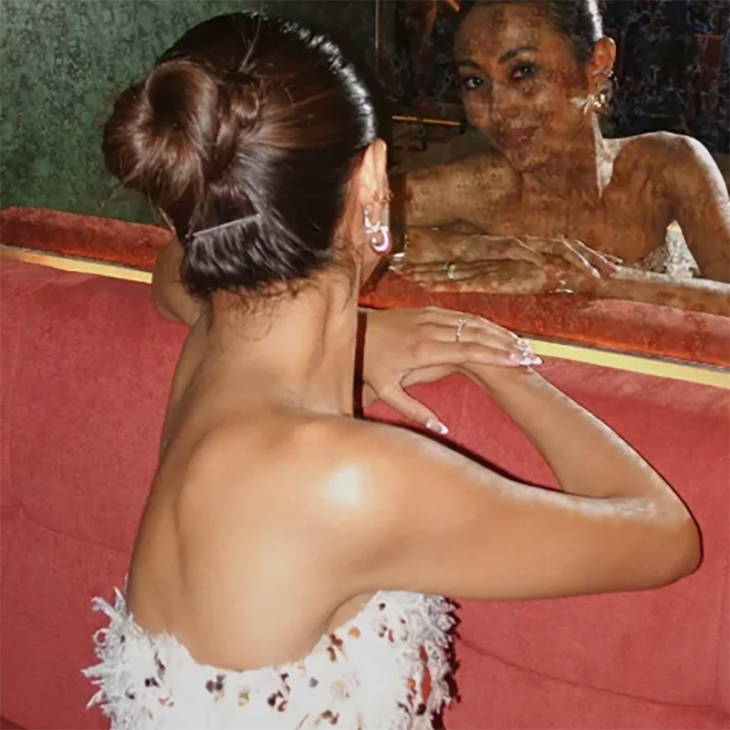 Fashion Sequins Patchwork Fur Crop Tops Sexy Strapless Chest Wrapping Vest Winter New Women's Off Shoulder Slim Club Party Tops