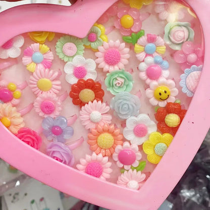 10pcs/lot Children's Cartoon Rings Candy Flower Animal Bow Shape Ring Set Mix Finger Jewellery Rings Kid Girls Toys Anillo 46
