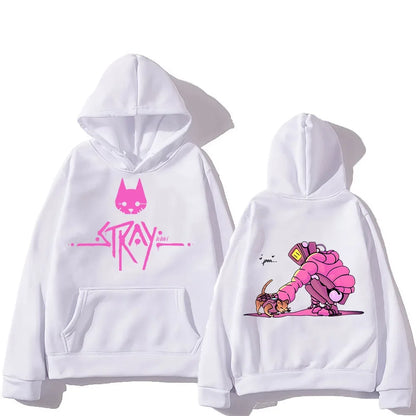 Fashion Women Men Hoodie Stray Cat Cotton Sweatshirt Game Print Pullover Hoodie Female Clothing Streetwear Top Gift Plus size Hwhite1