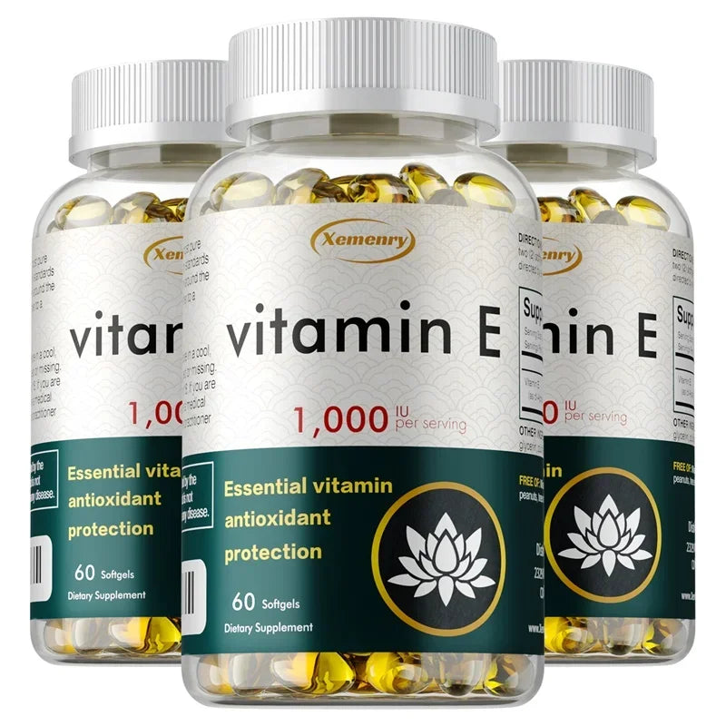 Vitamin E - Improve Skin Roughness, Anti-aging, Remove Acne Marks, Whiten, Enhance Immunity 60 Capsule-3bottles
