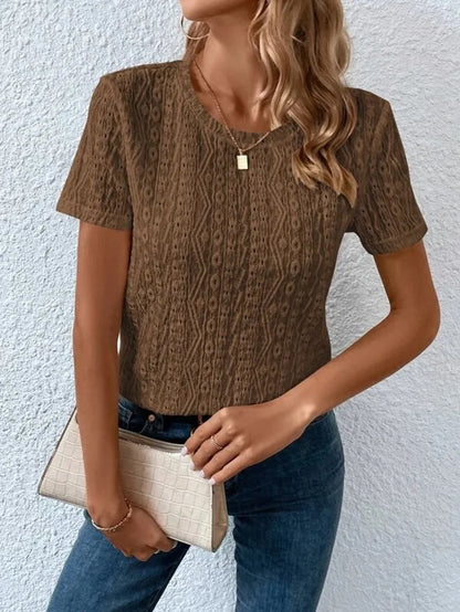 Summer Solid Short Sleeve Hollow Out Casual Shirt Women Fashion White Tops Blouse Sexys Mujer Blusas Elegantes Finas Para Mujer