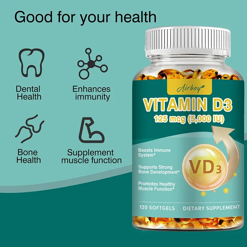 Vitamin D3 - Promotes Strong Bones and Teeth, Immunity, Healthy Muscle Function
