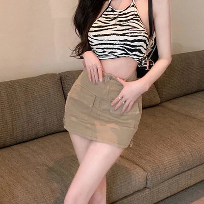 Xpqbb Summer Denim Short Skirt for Women Sexy Slim High Wiast Wrap Hip Mini Skirts Woman Korean Chic Pockets Shorts Jeans Skirt Badiee Stylez