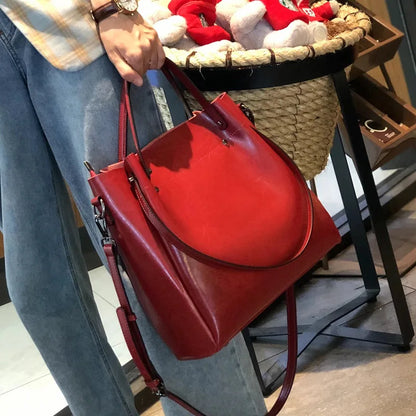 Burminsa Retro Cowhide Genuine Leather Handbags For Women 2025 Luxury Designer Work Tote Shopping Ladies Shoulder Crossbody Bags Burgundy