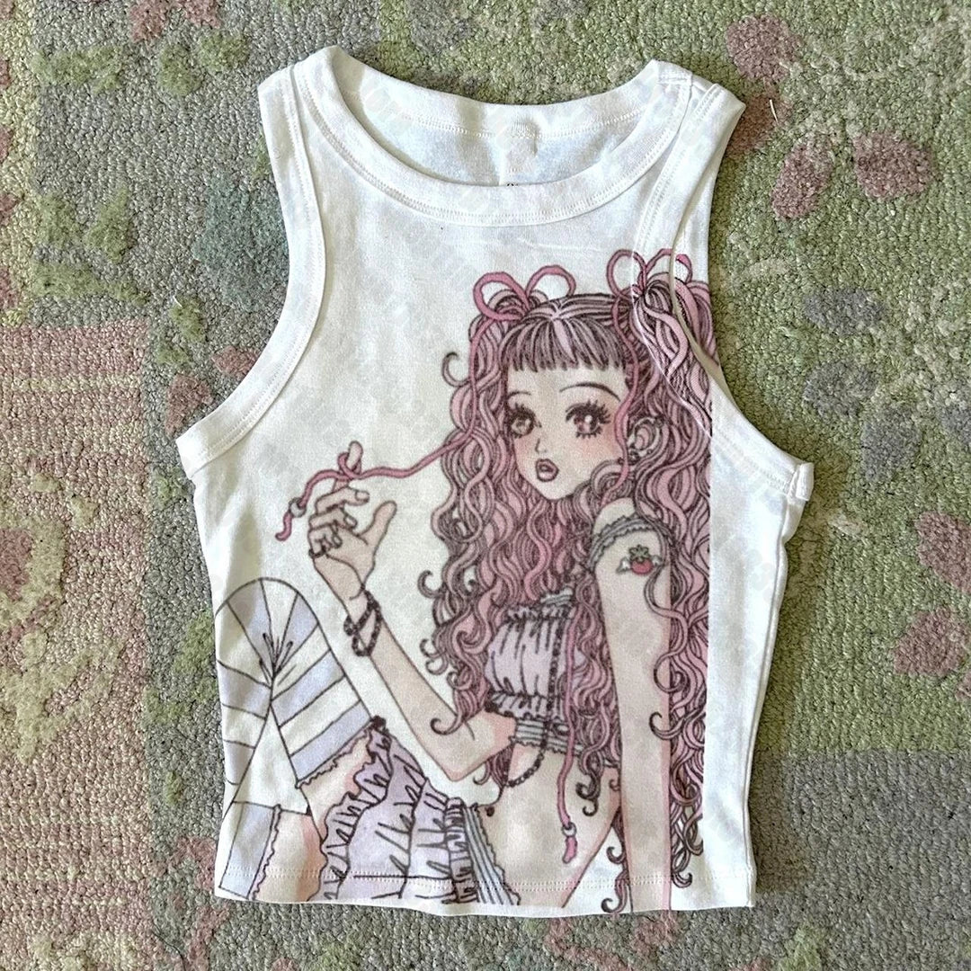 Gothic E-girls Aesthetic graphics Harajuku Women's Tank Women Grunge Crop Tops Y2k style Clothes Gothic Y2k style Punk Baby Tank
