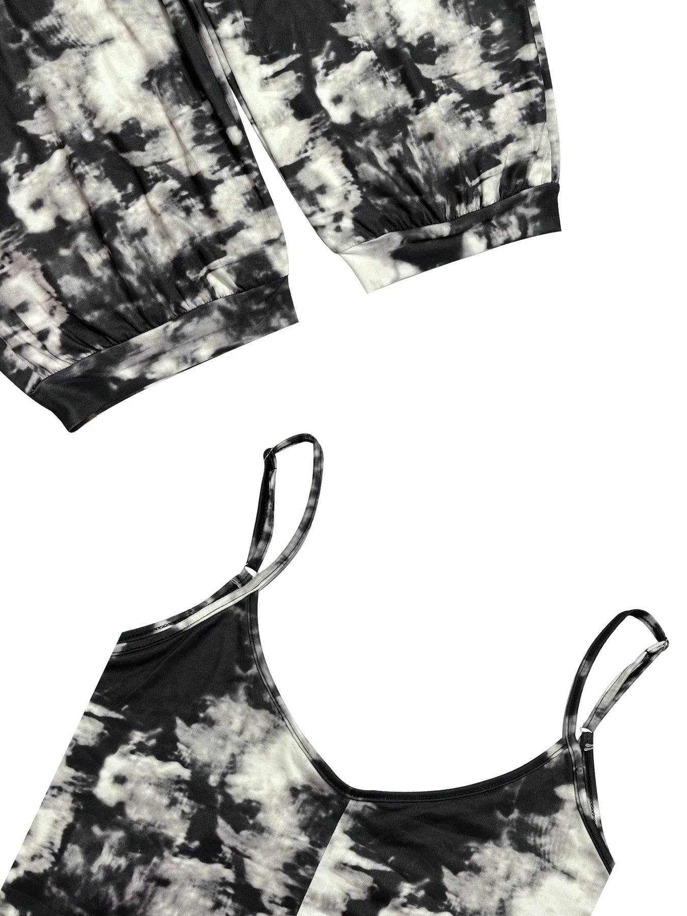 Spring and summer plus size suspender jumpsuit tie-dye print with pockets