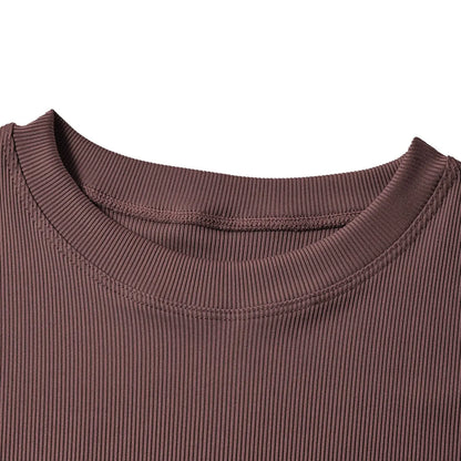 Lounge Wear Ribbed Casual 2 Piece Summer Shorts Set For Women Sleeve Top+Elastic Leggings Outfits