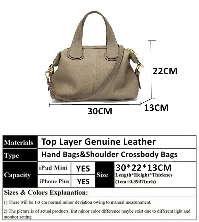 Toptrends Cowhide Genuine Leather Handbags For Women 2025 Luxury Designer Satchel Boston Office Ladies Shoulder Crossbody Bags