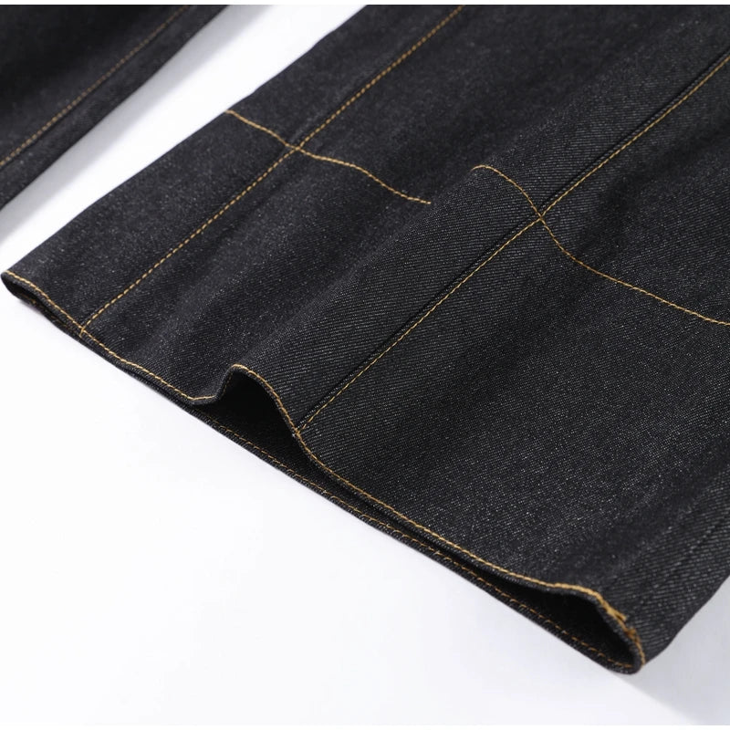 Street Vintage Denim Pants Sets Women Slim Long Sleeve Lapel Single Breasted Jacket Straight Trousers 2025 Autumn Lady Outfits