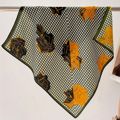 Fashion 70cm Cotton Square Scarf Women Floral Print Design Bandanas Lady Scarves Headband Accessories Handkerchief Hair QME172-01 65x65cm