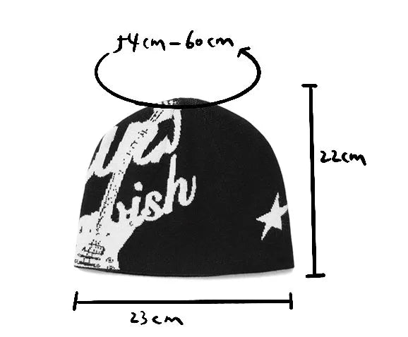 Women's Beanie Korean Wnter Knit Hip Hop Vintage Gothic Kpop Y2k Hats Streetwear Wool Caps Fashion Aesthetic Unisex Accessories
