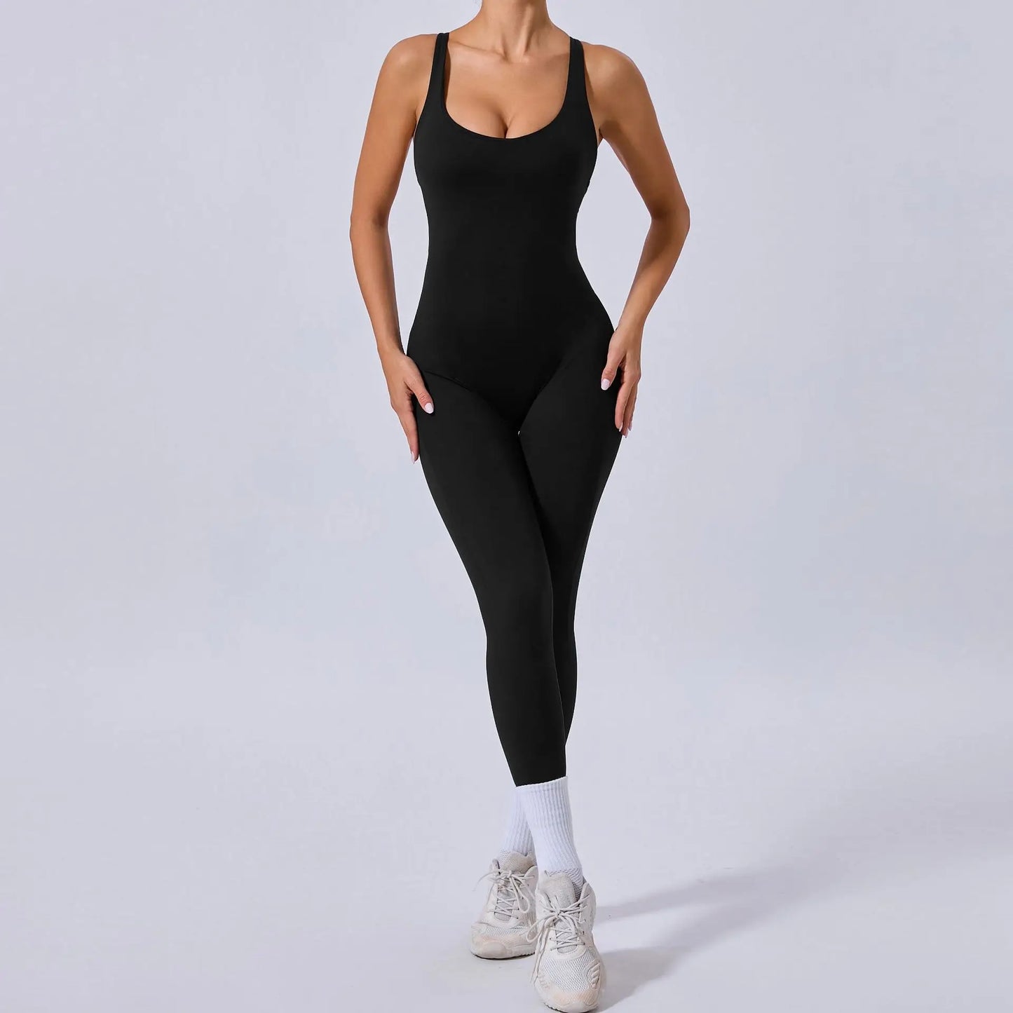 Rompers Yoga Sets Solid Black Hollow Out Bandage Backless Cross Jumpsuit for Women Fitness One-piece Gym Clothing Tracksuit