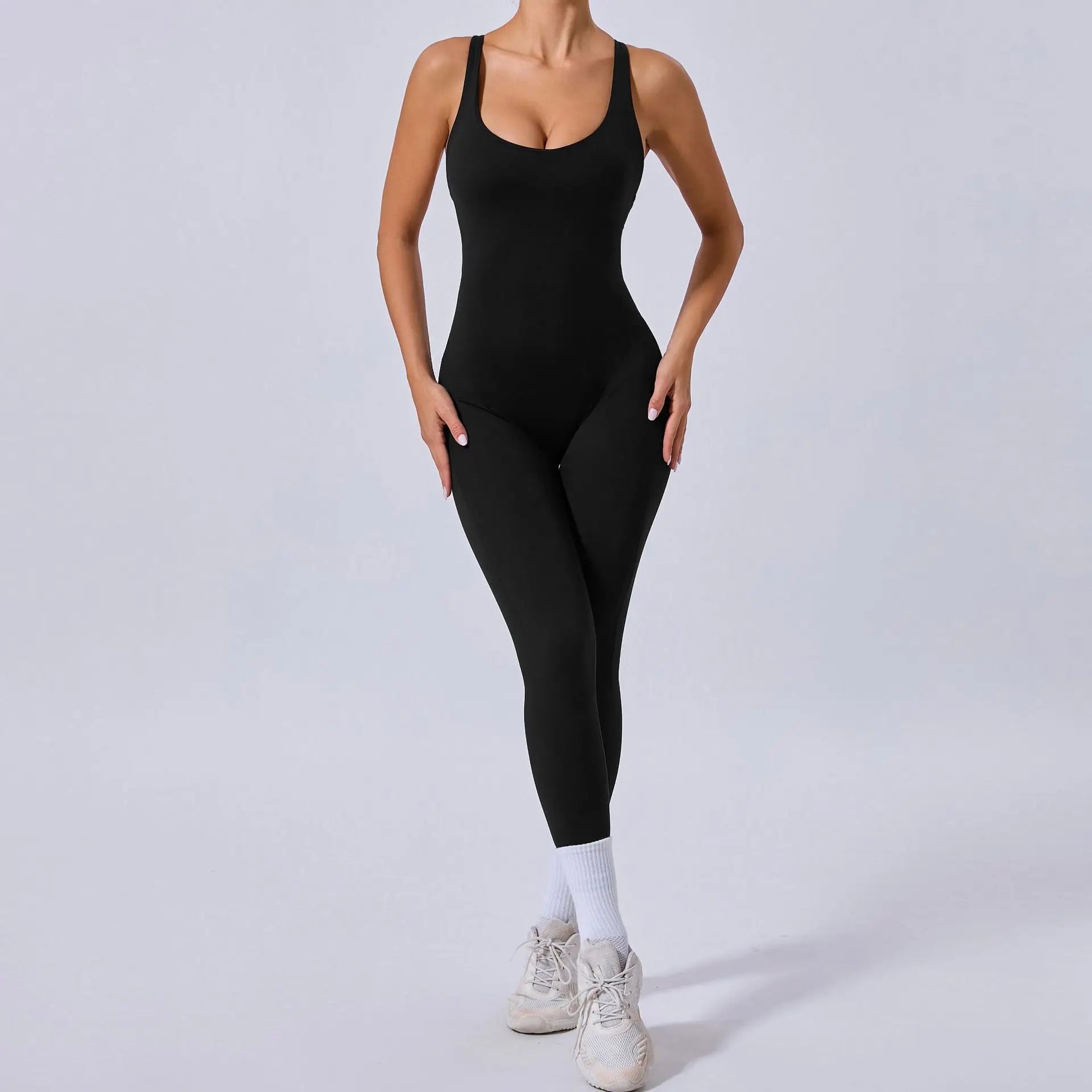 Rompers Yoga Sets Solid Black Hollow Out Bandage Backless Cross Jumpsuit for Women Fitness One-piece Gym Clothing Tracksuit