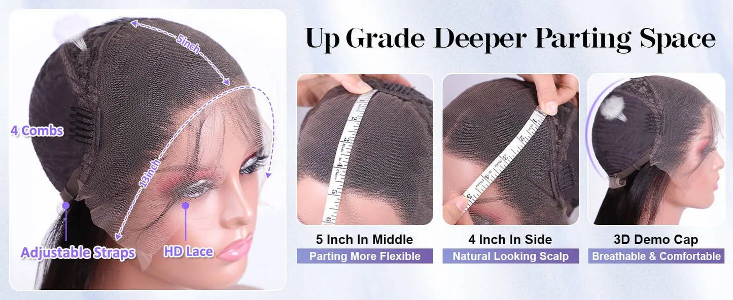 360 Full Lace Wig Bone Straight Human Hair Wigs 30 Inch 13x6 HD Transparent Front Lace Human Hair Wig Brazilian Remy Closure Wig