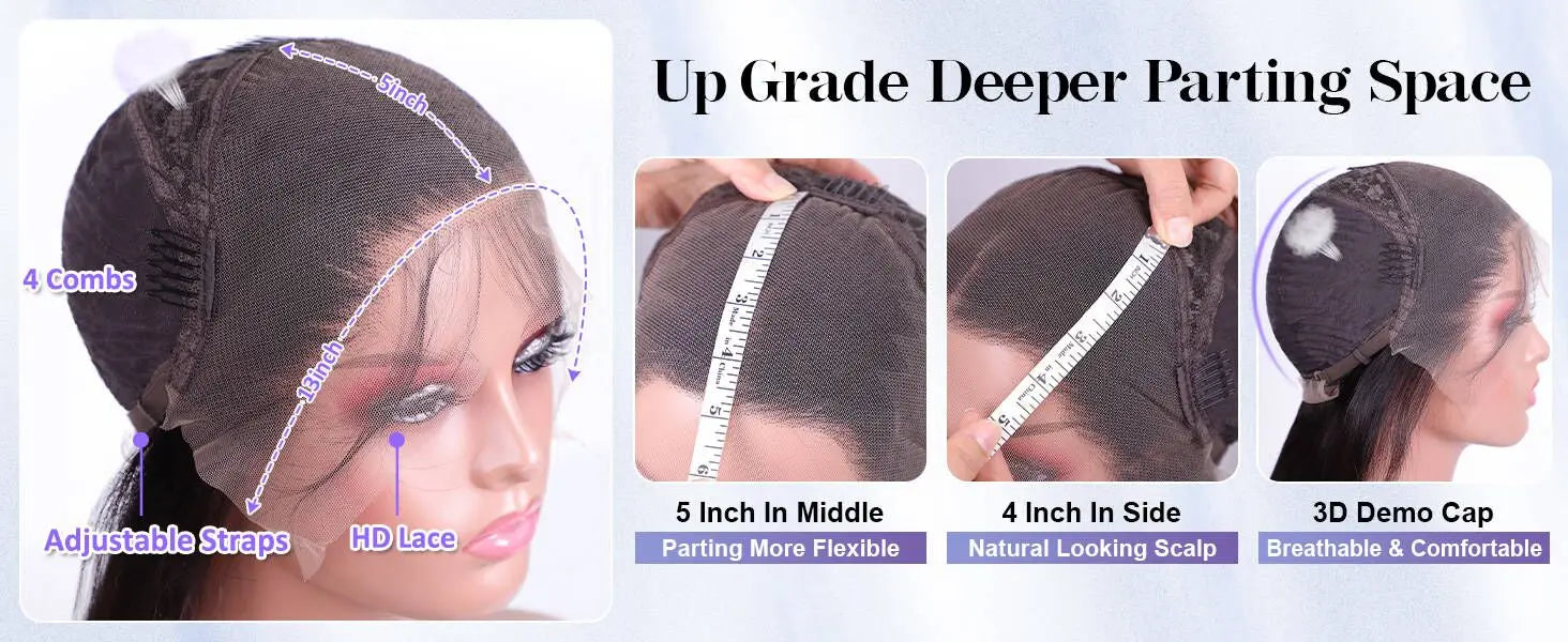 360 Full Lace Wig Bone Straight Human Hair Wigs 30 Inch 13x6 HD Transparent Front Lace Human Hair Wig Brazilian Remy Closure Wig