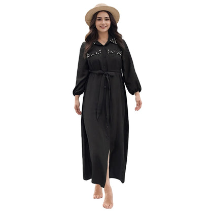 Elegant Plus Size Maxi Dress with Ruffle Sleeves and Floral Print Perfect for Parties Weddings and Special Occasions black United States