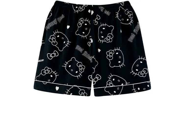 2Pcs/Set Hello Kitty Pajamas Anime Student Loungewear Kawaii Cute Girls Home Wear Shirt Shorts Set