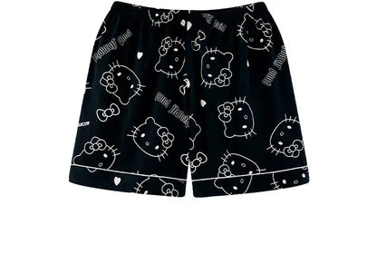 2Pcs/Set Hello Kitty Pajamas Anime Student Loungewear Kawaii Cute Girls Home Wear Shirt Shorts Set