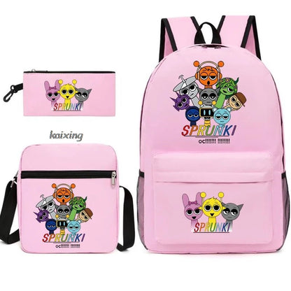 Hot Backpacks New Sprunki Students 3 PCS Set School Bag Teen Girl Boy Back To School Gift Leisure Mochila Teens Travel Bags Picture Color 16 16 inch