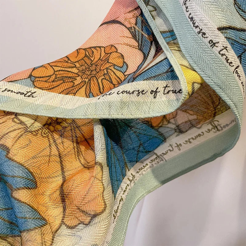 Fashion 70cm Cotton Square Scarf Women Floral Print Design Bandanas Lady Scarves Headband Accessories Handkerchief Hair