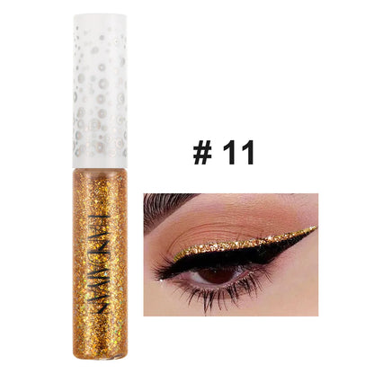 12 Colors Shiny Eye Liners Cosmetics For Women Pigment Silver Rose Gold Color Glitter Liquid Eyeliner Metallic Colorful Makeup 11