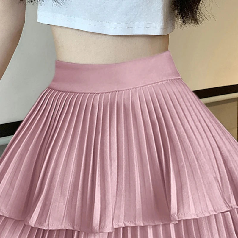 Fashion Sexy Pleated Skirts Women Solid High Waist All-Match Summer New Culottes Mini Cupcake Skirts