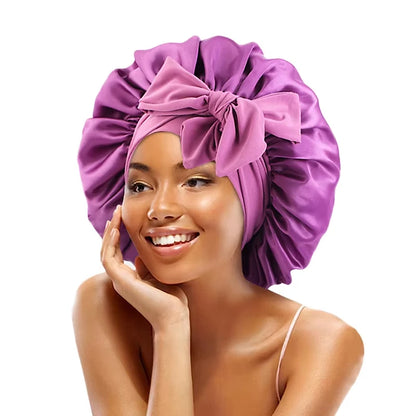 high-quality Mulberry Silk Sleeping Bonnet for Women Large Sleep Cap with Wide Elastic Tie Band for Curly Dreadlock Braid Hair C Badiee Stylez