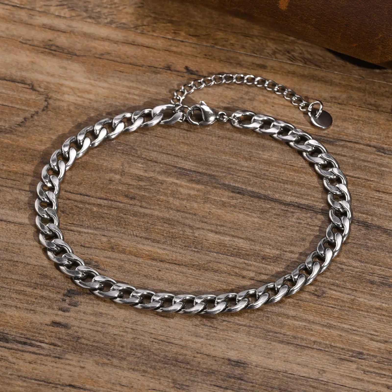 Waterproof Stainless Steel Cuban Wheat Chain Anklet Bracelets for Men, Summer Holiday Beach Foot Gifts Jewelry,Length Adjustable Badiee Stylez