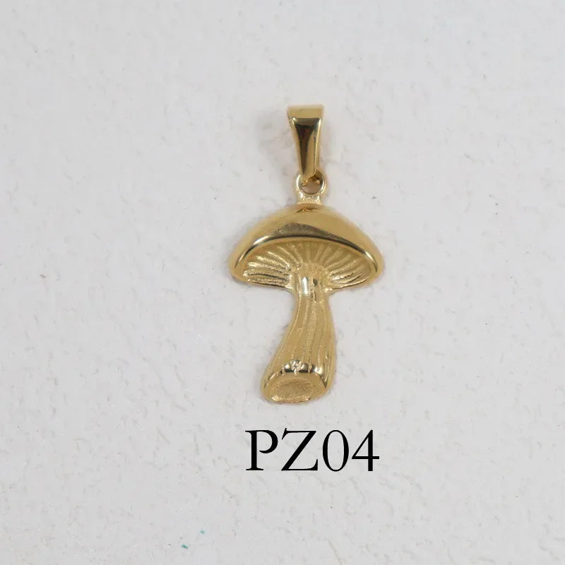 RHYSONG Geometric Stainless Steel 18K Gold Plated Snake Cross Palm Conch Mushroom Pistol Pendant For Women Diy Findings Jewelry 04-GD