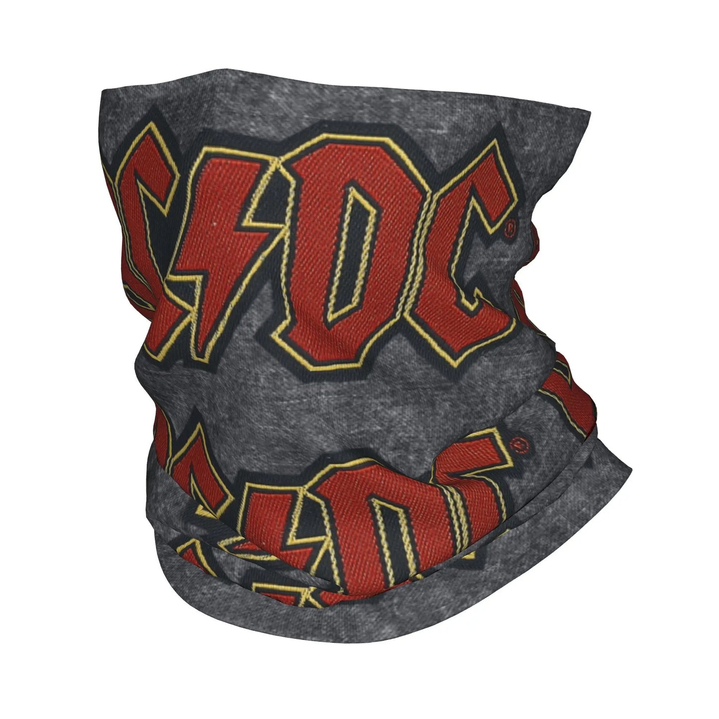 Custom Black AC DC Logo Camouflage Heavy Metal Band Bandana Neck Warmer Women Men Winter Hiking Ski Scarf Gaiter Face Cover 20 Bandana