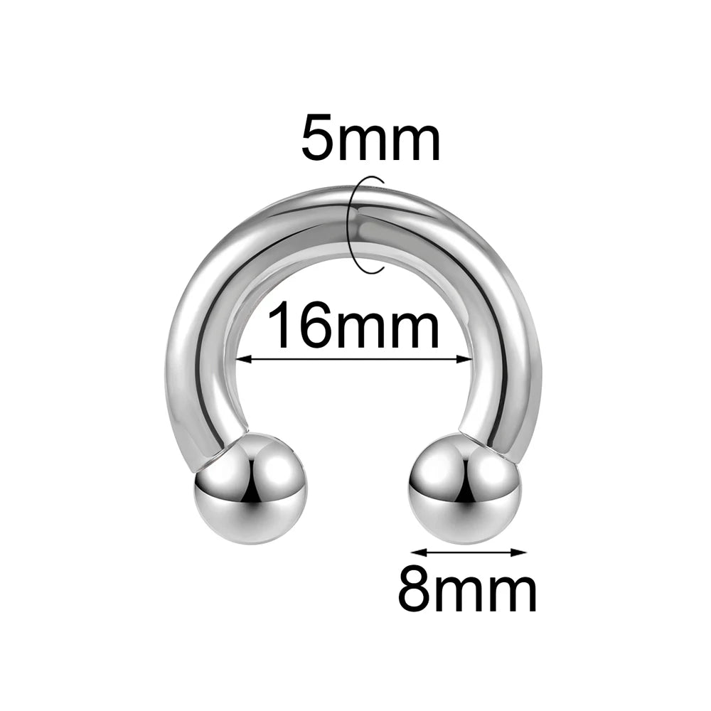 ASTM F136 Titanium PIERC Hinged Segment Hoop Earrings Large size Nose Rings 10G-6G 2.5mm-4mm Seamless Labret Lip Body Piercing 5.0x16x8x8mm