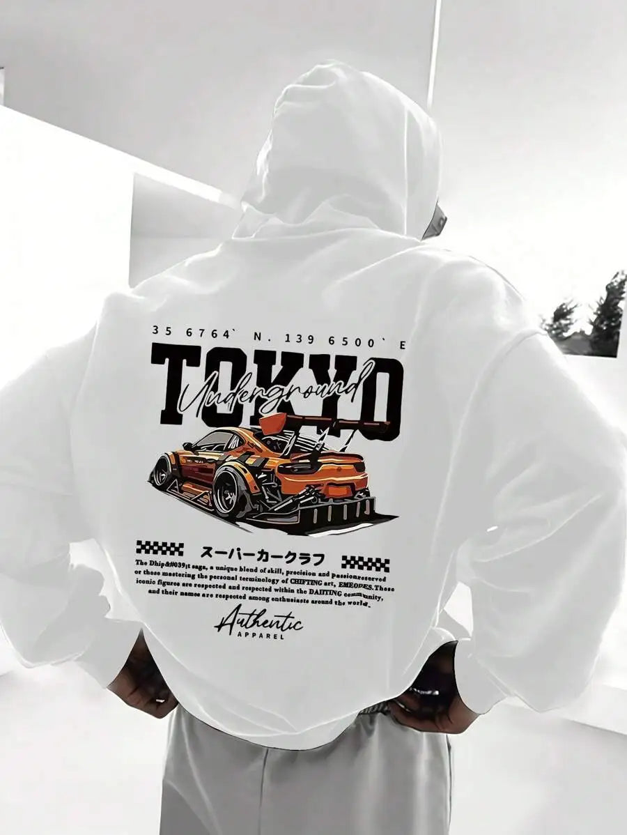 Vintage Mens Casual Car Print Hoodies Women Grunge Y2k Sweatshirt Oversized Hoodie Tops Streetwear Goth Casual Women Clothing