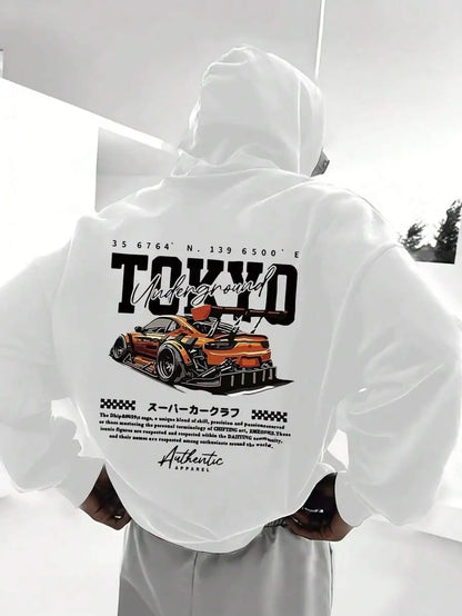 Vintage Mens Casual Car Print Hoodies Women Grunge Y2k Sweatshirt Oversized Hoodie Tops Streetwear Goth Casual Women Clothing
