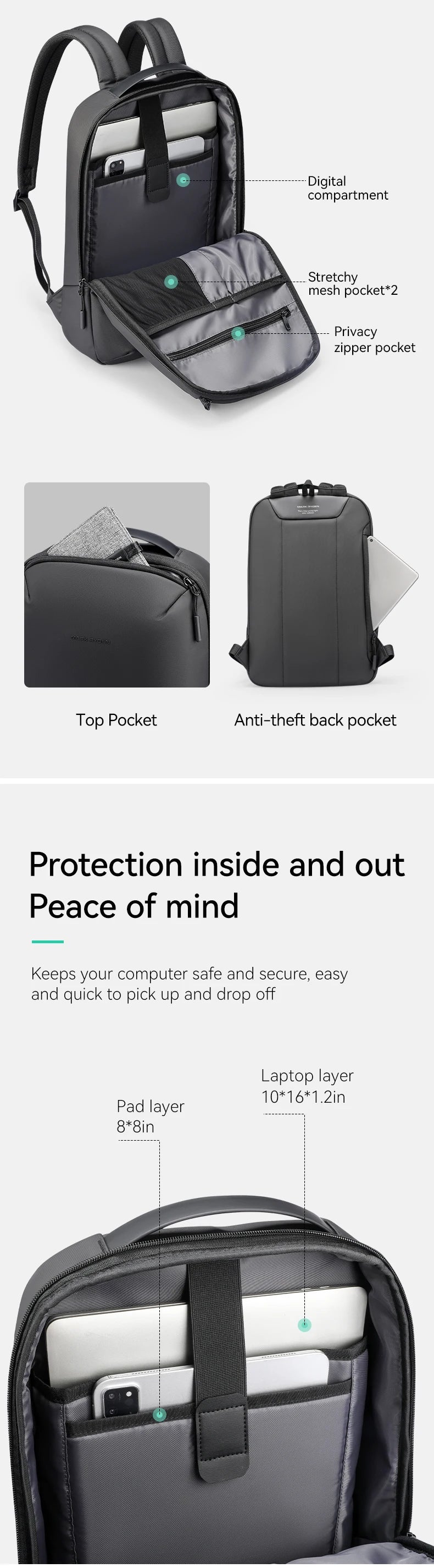 Mark Ryden 2025 new lightweight men's short distance travel high quality large capacity backpacks