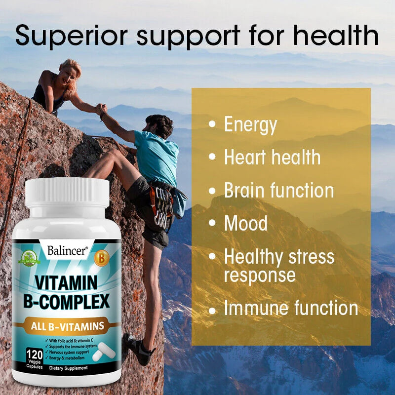Vitamin B Complex - Supplement to support immune system, nerve health, energy and metabolism, mood support