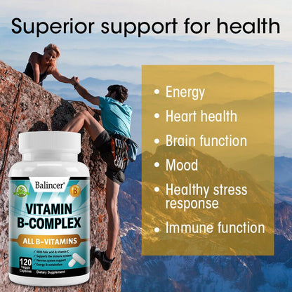 Vitamin B Complex - Supplement to support immune system, nerve health, energy and metabolism, mood support