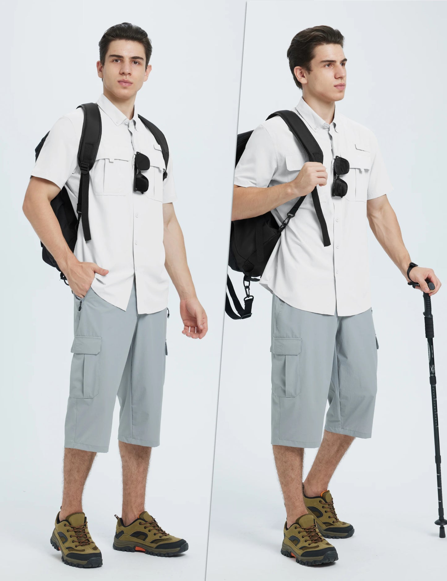 TACVASEN UV Block Fishing Shirts Mens Lightweight Quick Dry Short Sleeve Shirt Breathable Outdoor Hiking Shirt Fishing Shirts