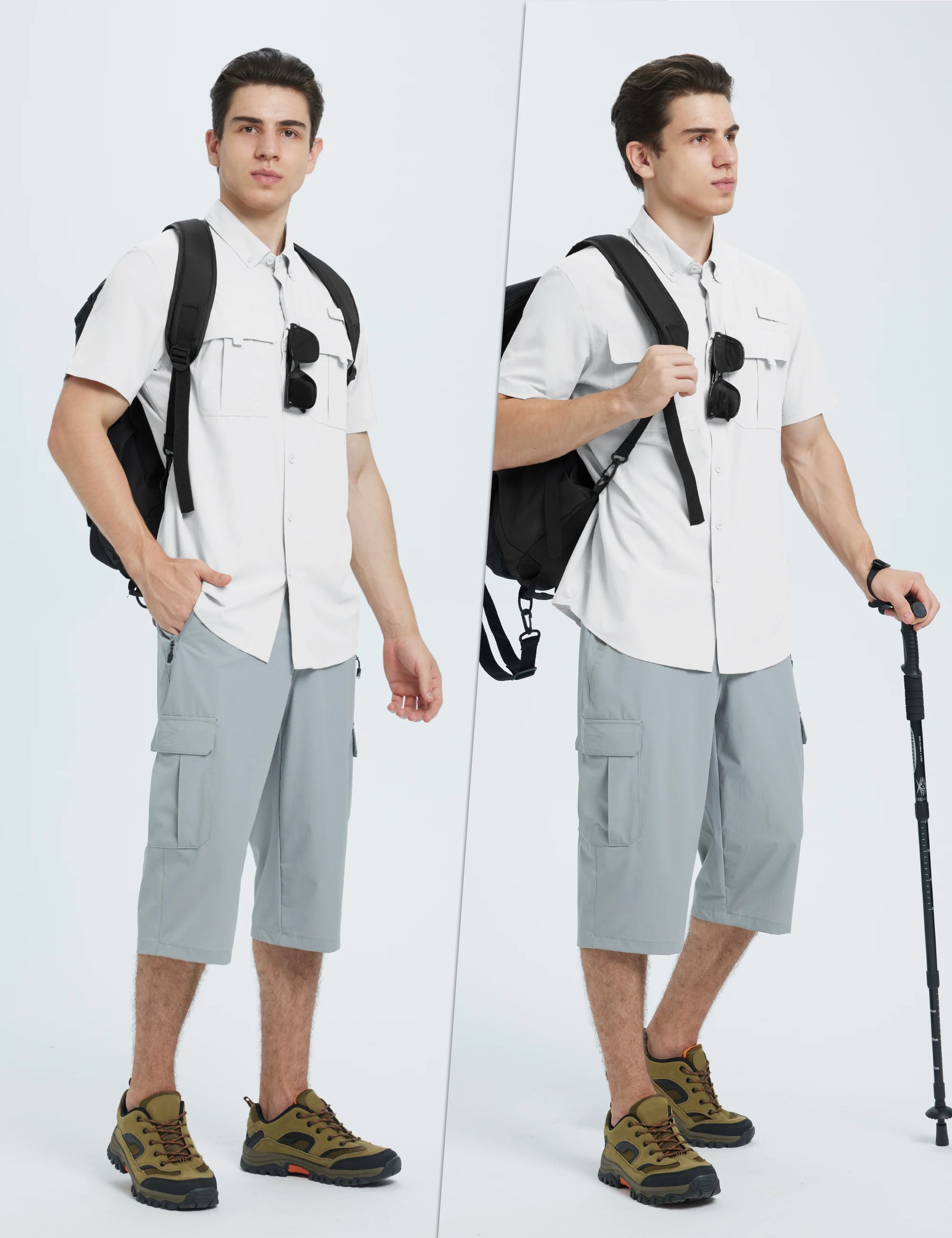 TACVASEN UV Block Fishing Shirts Mens Lightweight Quick Dry Short Sleeve Shirt Breathable Outdoor Hiking Shirt Fishing Shirts