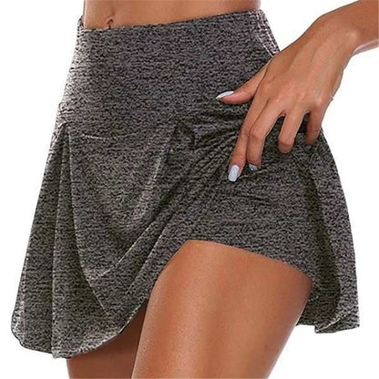 Summer Women Sprints Tennis Dance Fitness Short Skirts Quick Drying Solid Female Lining High Waist Mini Skirts Shorts DF4987 gray